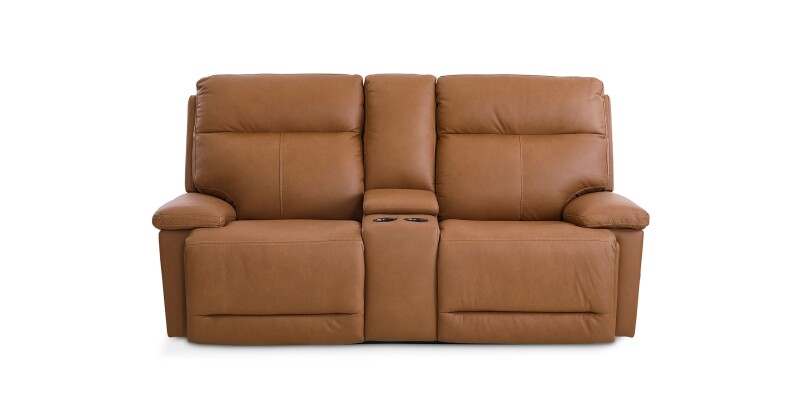Fletcher Leather Power Reclining Loveseat with Center Console