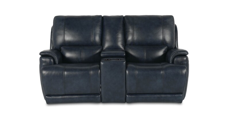 Burlington Leather Power Reclining Loveseat with Center Console