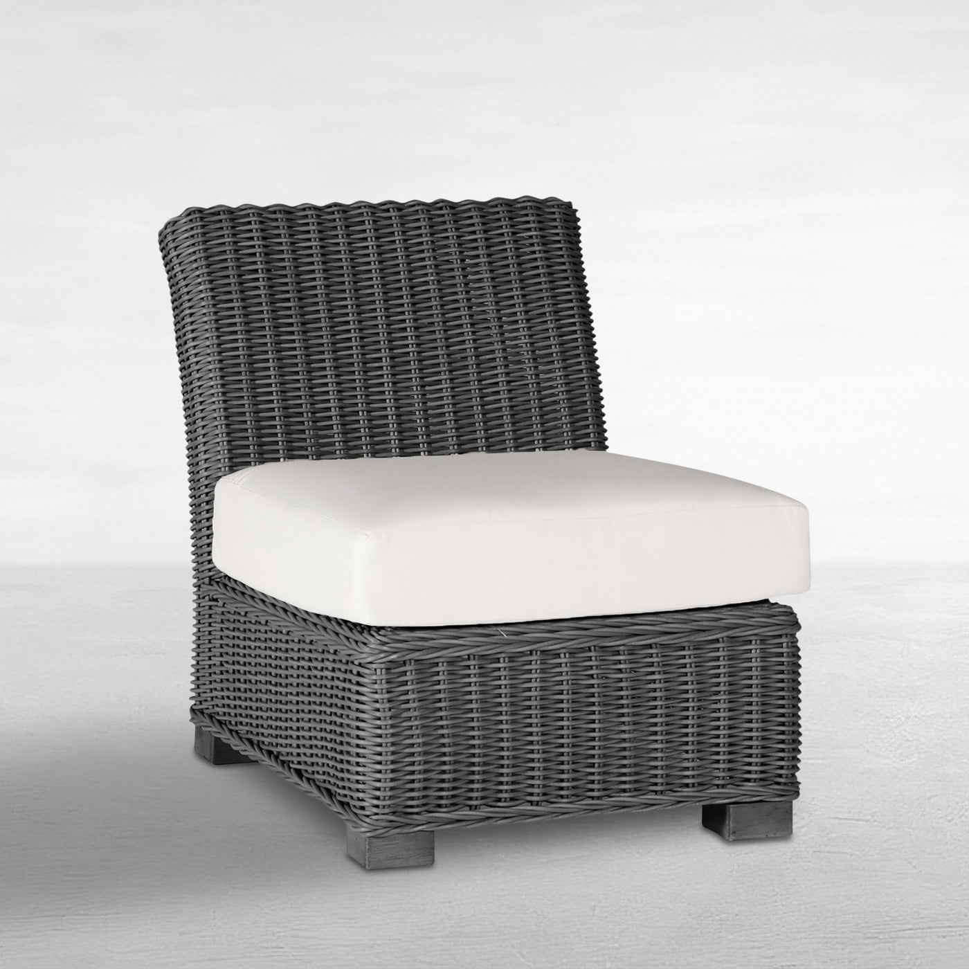 Rustic Woven N-dura Resin Wicker Outdoor Sectional Slipper Chair