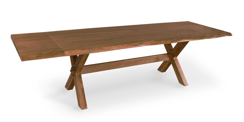 Crossbuck Live Edge Dining Table with Extendable Leaves
