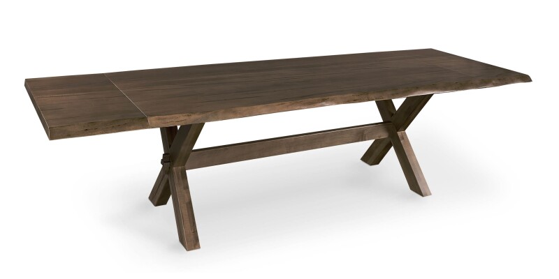 Crossbuck Live Edge Dining Table with Extendable Leaves