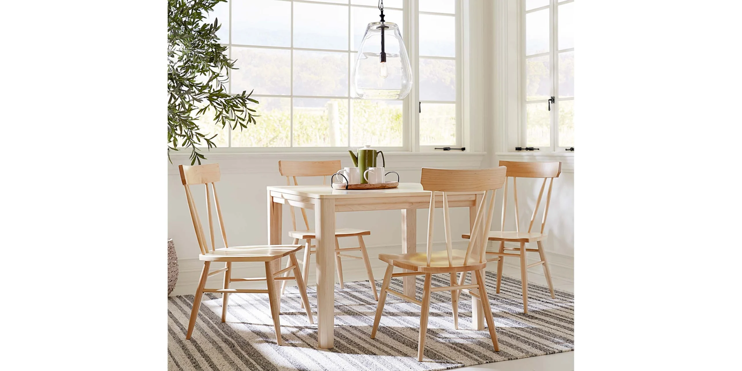 Origins Dandridge Square Dining Table with Leaf and Wallace Dining Chair Set