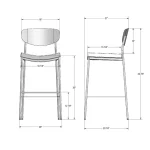 Krista Non swivel stool 40361-30/67LA - Image 3