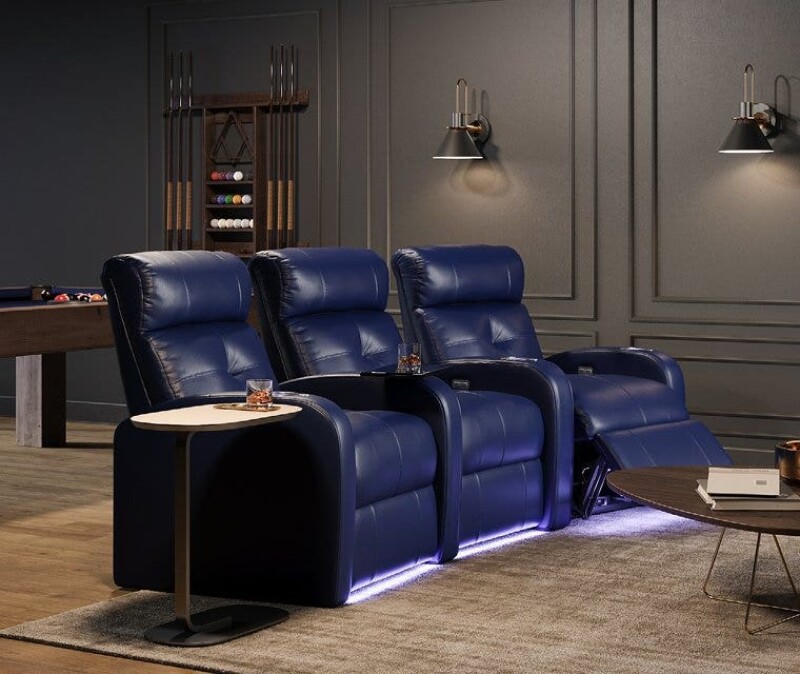 Audio Armless Power Loveseat with Power Headrest and Power Headrest