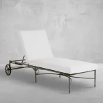 Roma Wrought Aluminum Outdoor Chaise Lounge With Wheels