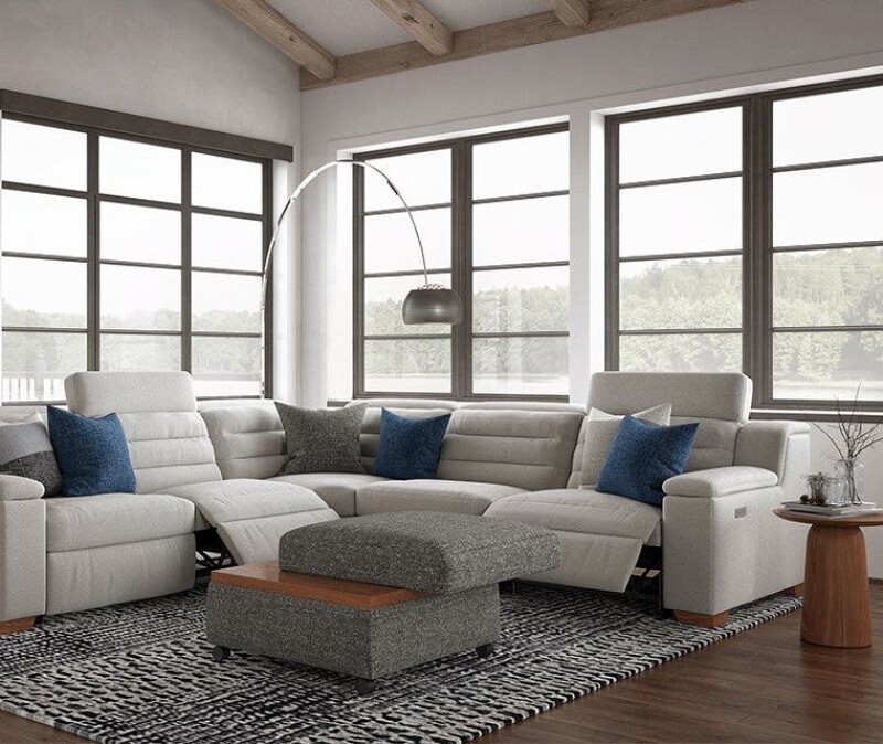 Lotus Right-Hand Facing Reclining Chaise with Power Headrest