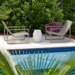 Serenata Wrought Aluminum Outdoor Sling Easy Lounge Chair - Image 9
