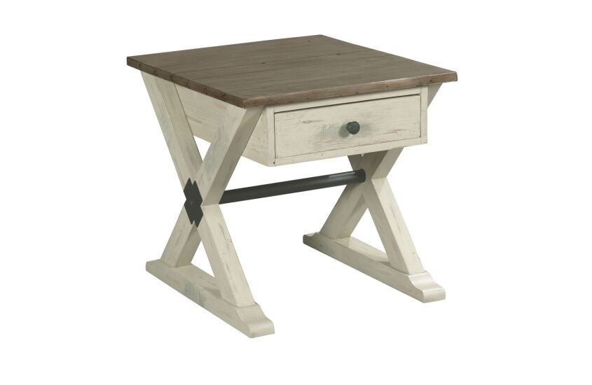 Reclamation Place Trestle Drawer End Table