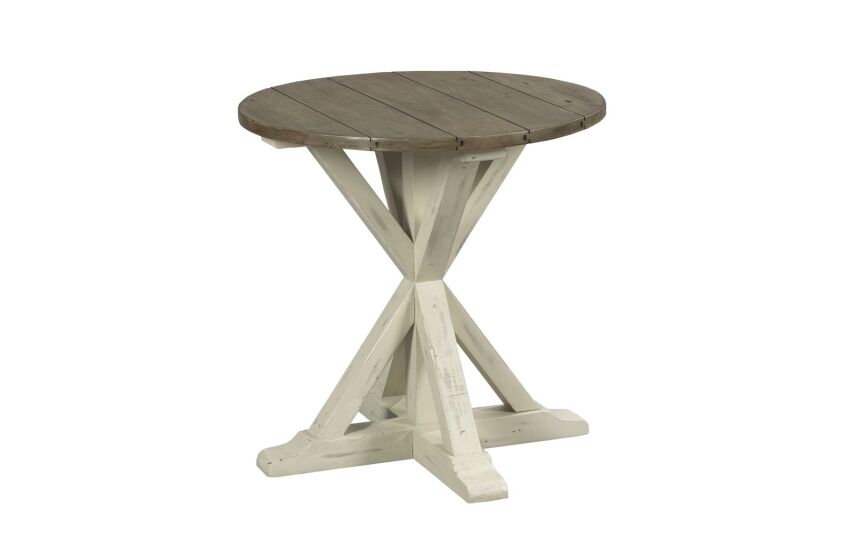 Reclamation Place Trestle Round End Table