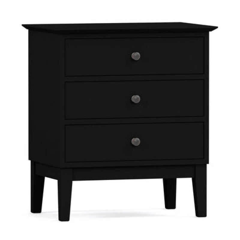 Gable Road Three-Drawer Nightstand - 809 Ebony / 02 Bronze Knob