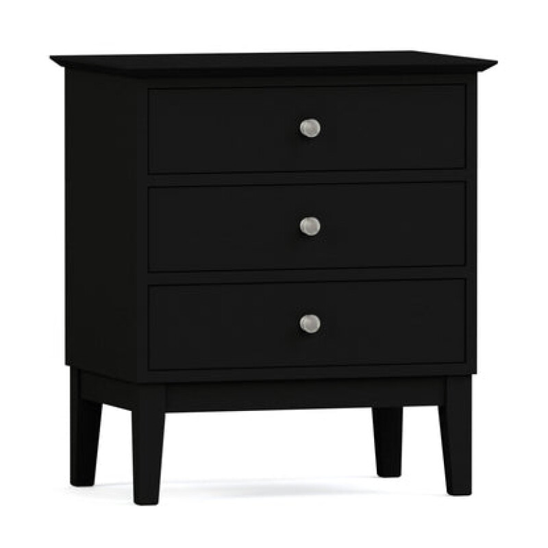 Gable Road Three-Drawer Nightstand - 809 Ebony / 03 Nickel Knob