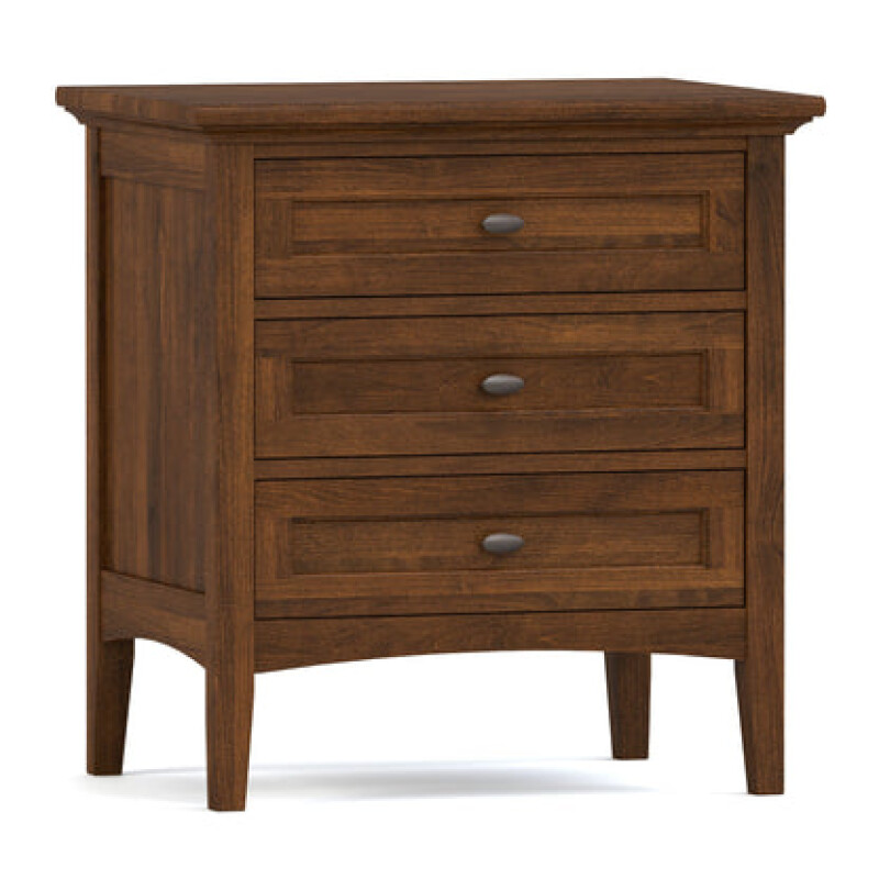 Revere Three-Drawer Nightstand - 802 Bay / 08 Bronze Oval Knob