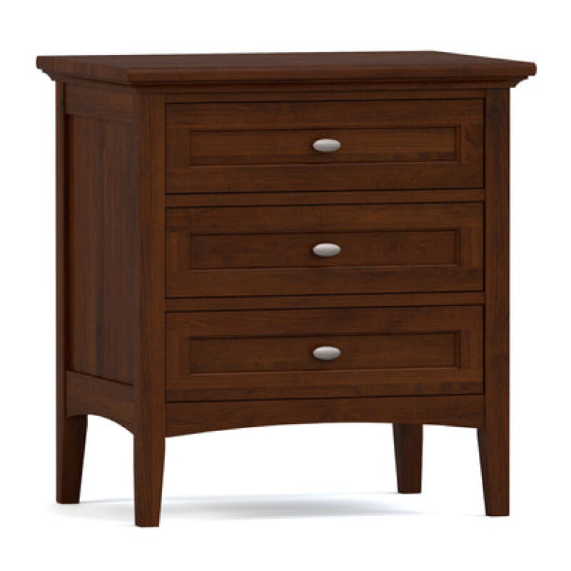 Revere Three-Drawer Nightstand - 808 Russet / 09 Nickel Oval Knob