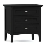 Revere Three-Drawer Nightstand - 809 Ebony / 09 Nickel Oval Knob