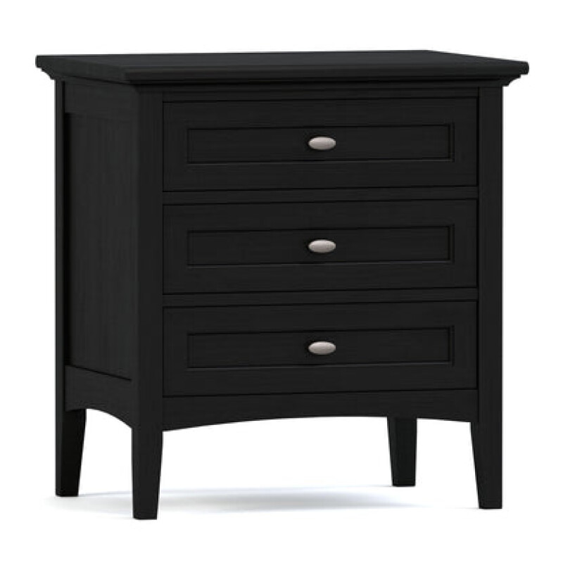 Revere Three-Drawer Nightstand - 809 Ebony / 09 Nickel Oval Knob