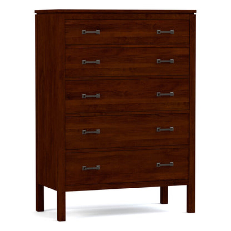 Dwyer Tall Chest - 808 Russet / 04 Bronze Square Pull
