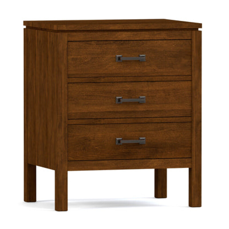 Dwyer Three-Drawer Nightstand - 802 Bay / 04 Bronze Square Pull