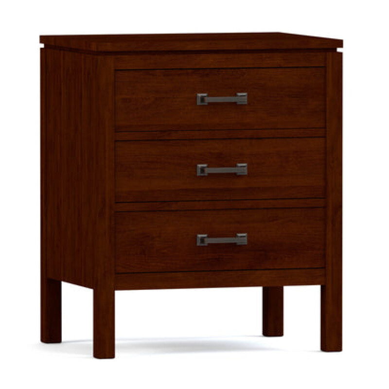 Dwyer Three-Drawer Nightstand - 808 Russet / 04 Bronze Square Pull
