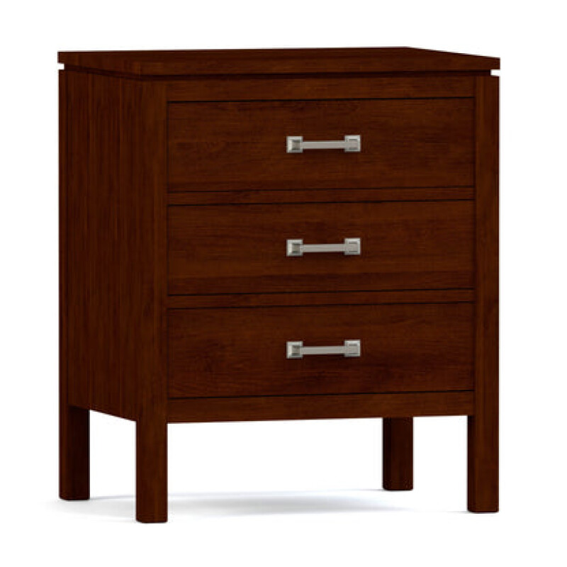 Dwyer Three-Drawer Nightstand - 808 Russet / 05 Nickel Square Pull