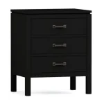 Dwyer Three-Drawer Nightstand - 809 Ebony / 04 Bronze Square Pull