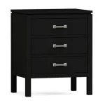 Dwyer Three-Drawer Nightstand - 809 Ebony / 05 Nickel Square Pull