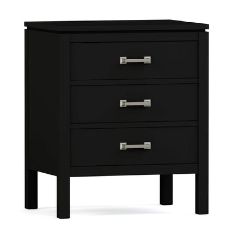Dwyer Three-Drawer Nightstand - 809 Ebony / 05 Nickel Square Pull