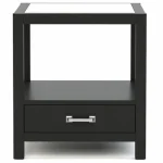 Dwyer One-Drawer End Table, Glass Top - 809 Ebony / 05 Nickel Square Pull