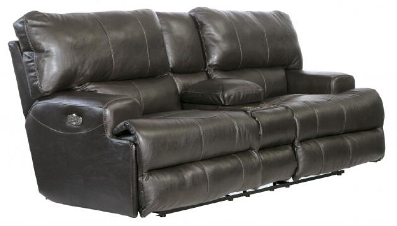 Wembley 458 Power Headrest w/Lumbar Lay Flat Reclining Console Loveseat
