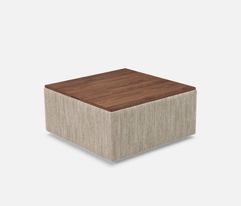 Harlo Large Square Ottoman with Wood Table & Storage