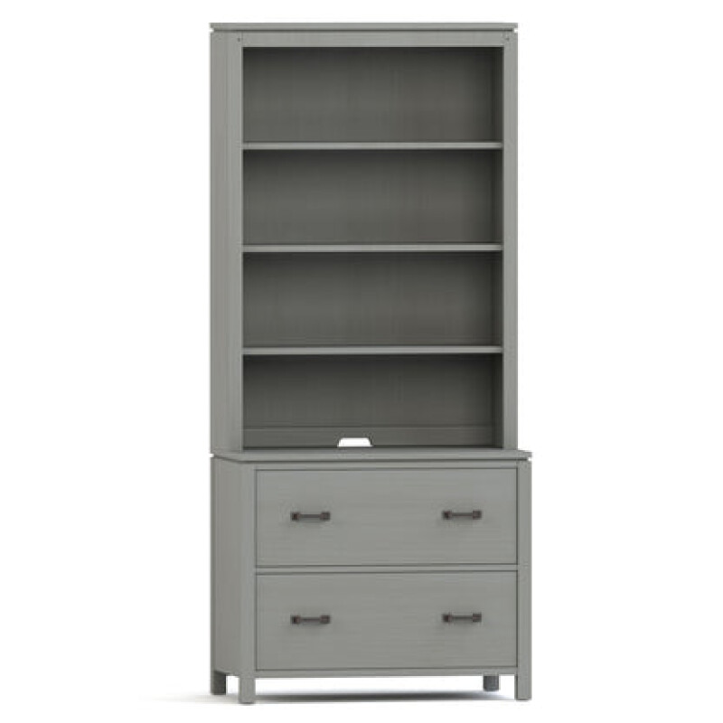 Dwyer Two-Drawer File - With Hutch / 806 Mist / 04 Bronze Square Pull