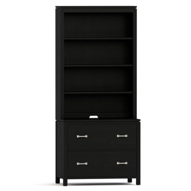81264264880905-102124442 Dwyer Two-Drawer File - With Hutch / 809 Ebony / 05 Nickel Square Pull - Image 1