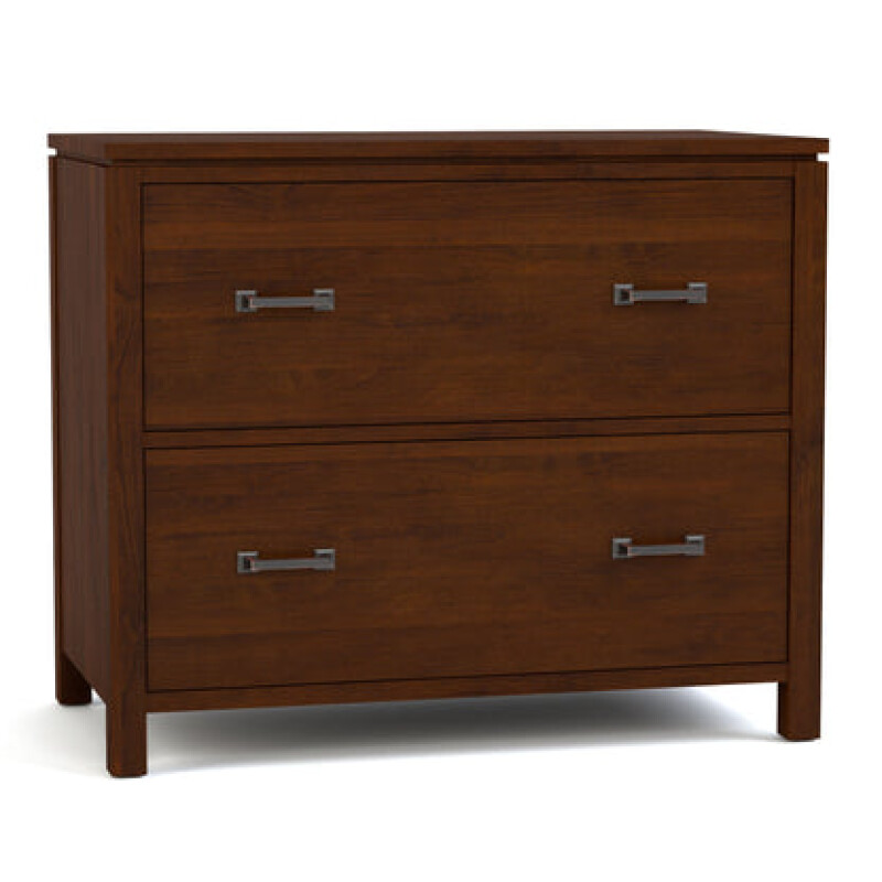 Dwyer Two-Drawer File - Without Hutch / 808 Russet / 04 Bronze Square Pull