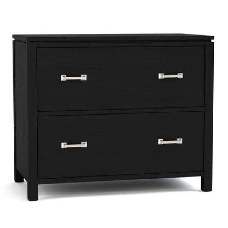 Dwyer Two-Drawer File - Without Hutch / 809 Ebony / 05 Nickel Square Pull