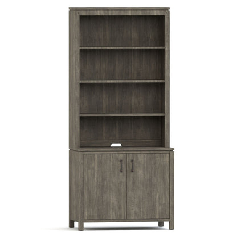 Dwyer Two-Door Cabinet - With Hutch / 803 Bluff / 04 Bronze Square Pull