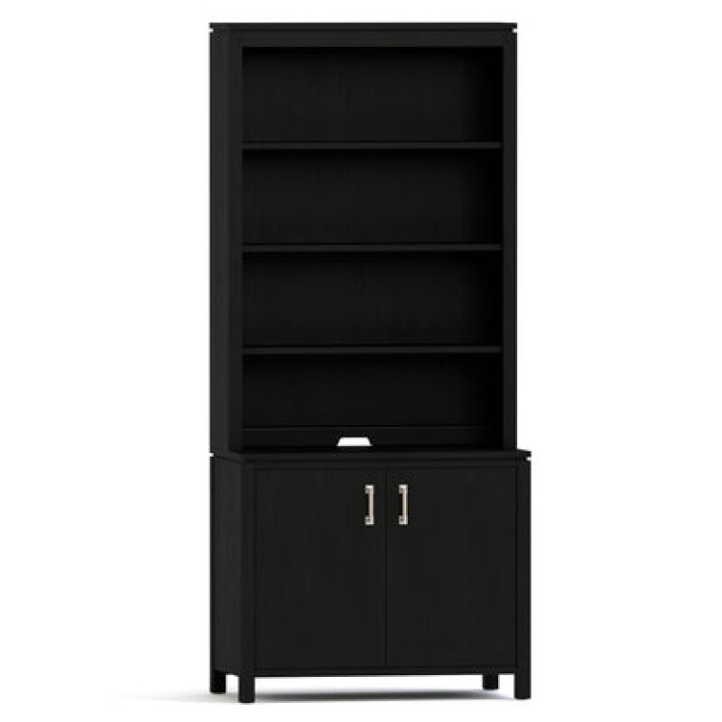 Dwyer Two-Door Cabinet - With Hutch / 809 Ebony / 05 Nickel Square Pull