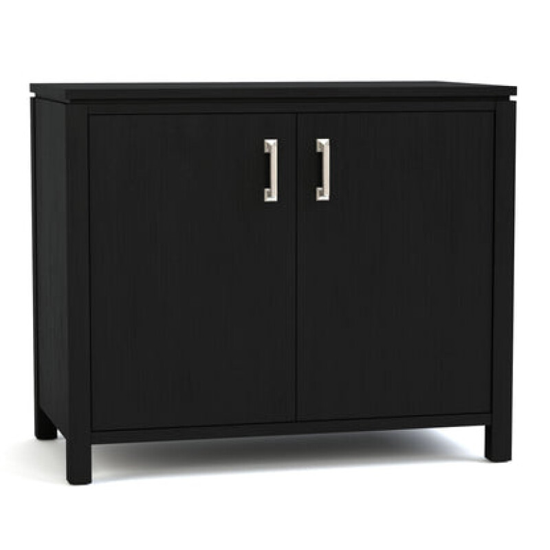Dwyer Two-Door Cabinet - Without Hutch / 809 Ebony / 05 Nickel Square Pull