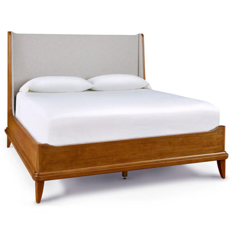 Martine Bed with Upholstered Headboard - King / Cherry - 91N Bristol / Piazza Pebbble