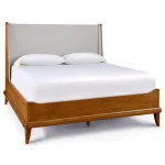 Martine Bed with Upholstered Headboard - Queen / Cherry - 91N Bristol / Piazza Pebbble
