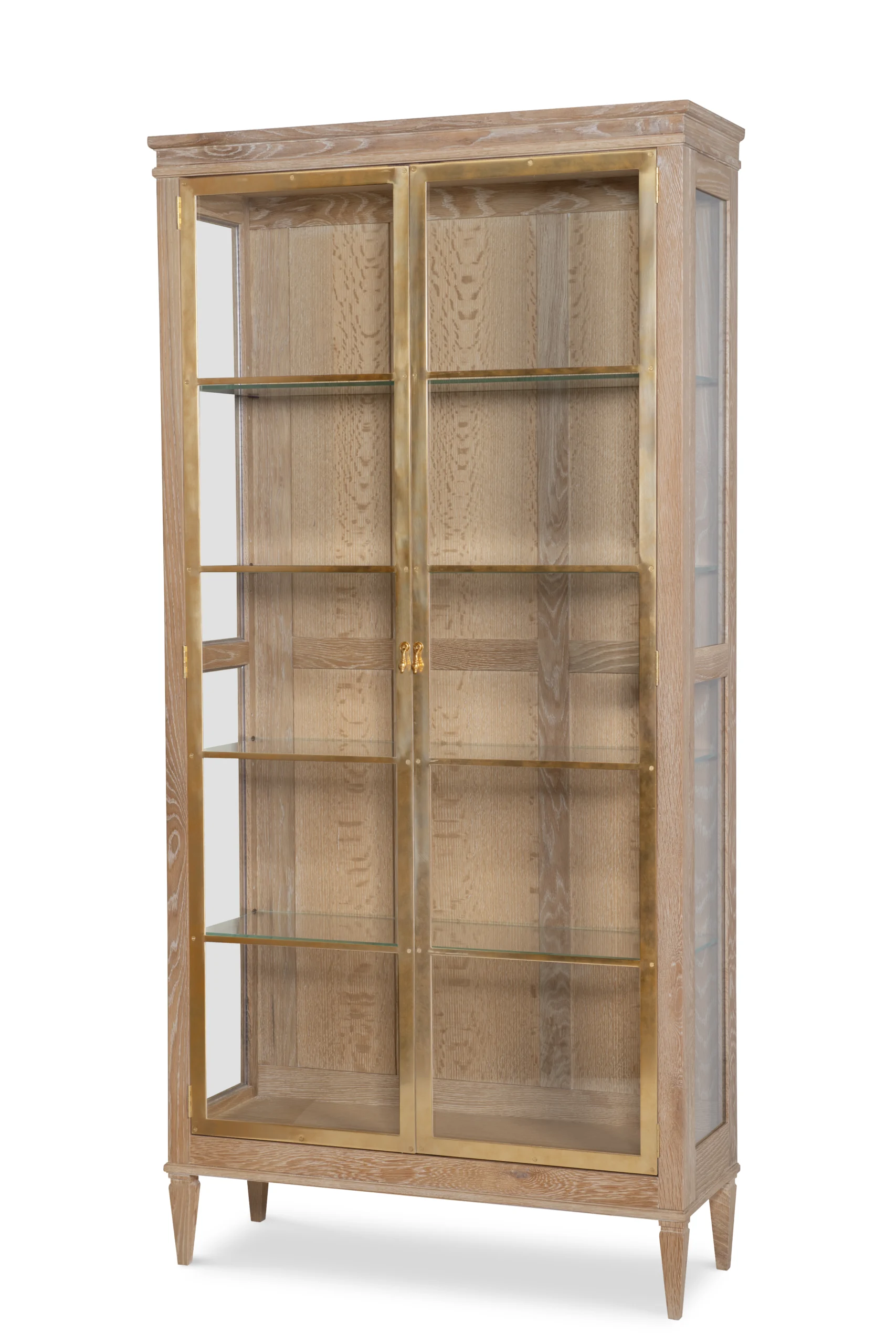 89A-421-V1 - Maison '47 Brass Front Curio - Blonde Cerused