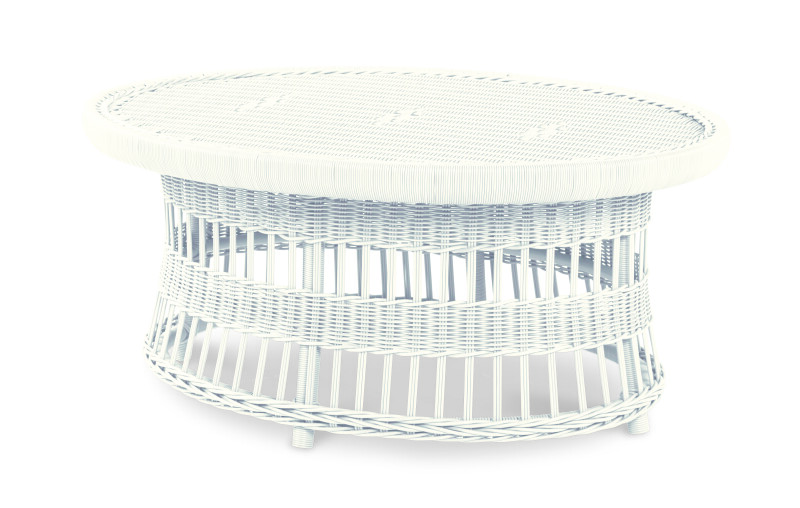 AE-D40-85 - Mainland Wicker Oval Cocktail Table W/ Tempered Glass