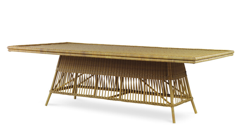 AE-D40-91-NT - Mainland Wicker Rectangular Dining Table W/ Tempered Glass
