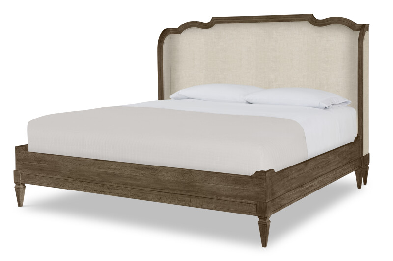 B2H-146 - Nichole Upholstered Bed King 6/6 - Brown Rustic