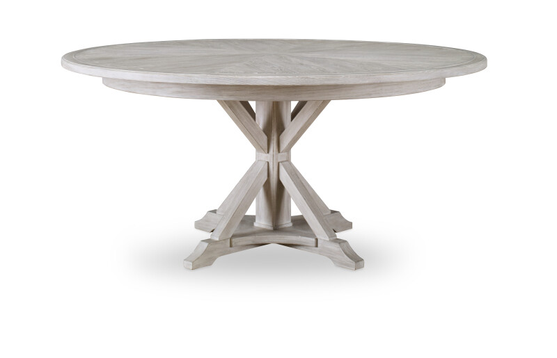 B2W-306 - Collin 64" Round Dining Table - White Rustic