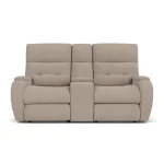 Strait Leather Power Reclining Loveseat with Console & Power Headrests - Image 4