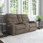 Strait Leather Power Reclining Loveseat with Console & Power Headrests - Image 7