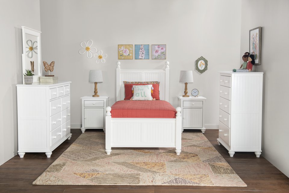 Tykes Bedroom - Pure White Cottage Twin Bed - BD08-201TFN