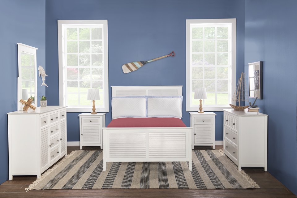 Tykes Bedroom - Chalk & White High Tide 90° Full Bed - BD08-901FR