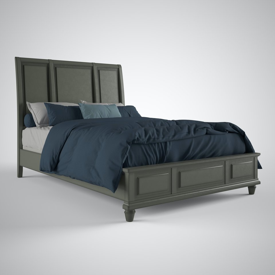 Summit Sleigh Bed in Heather Gray
