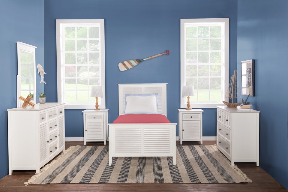 Tykes Bedroom - Chalk & White High Tide 90° Twin Bed - BD128-1201TF
