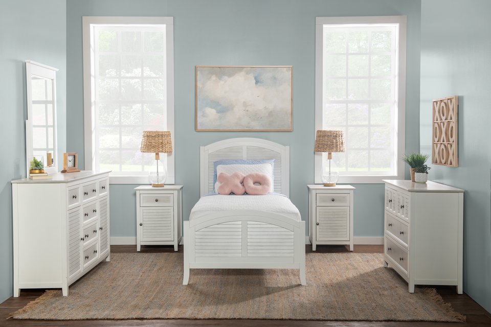 Tykes Bedroom - Chalk & White High Tide Arch Twin Bed - BD128-1202TF